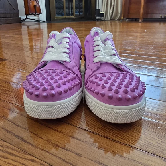 Christian Louboutin Lavender Spiked Sneakers - Picture 3 of 11